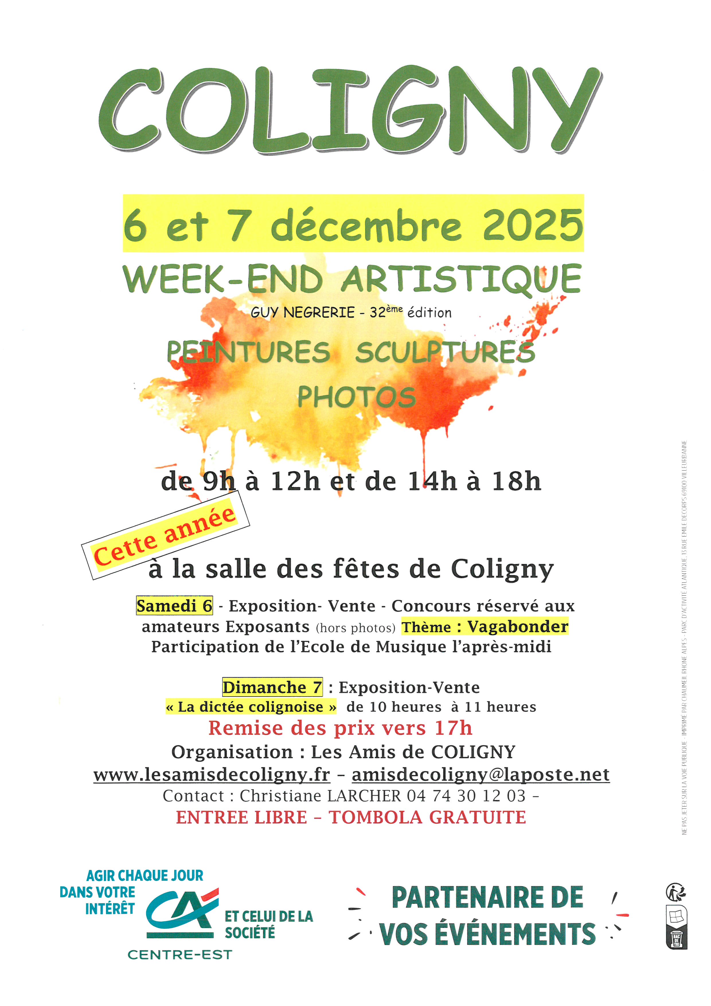 Coligny 6 et 7 décembre 25 week end artistique