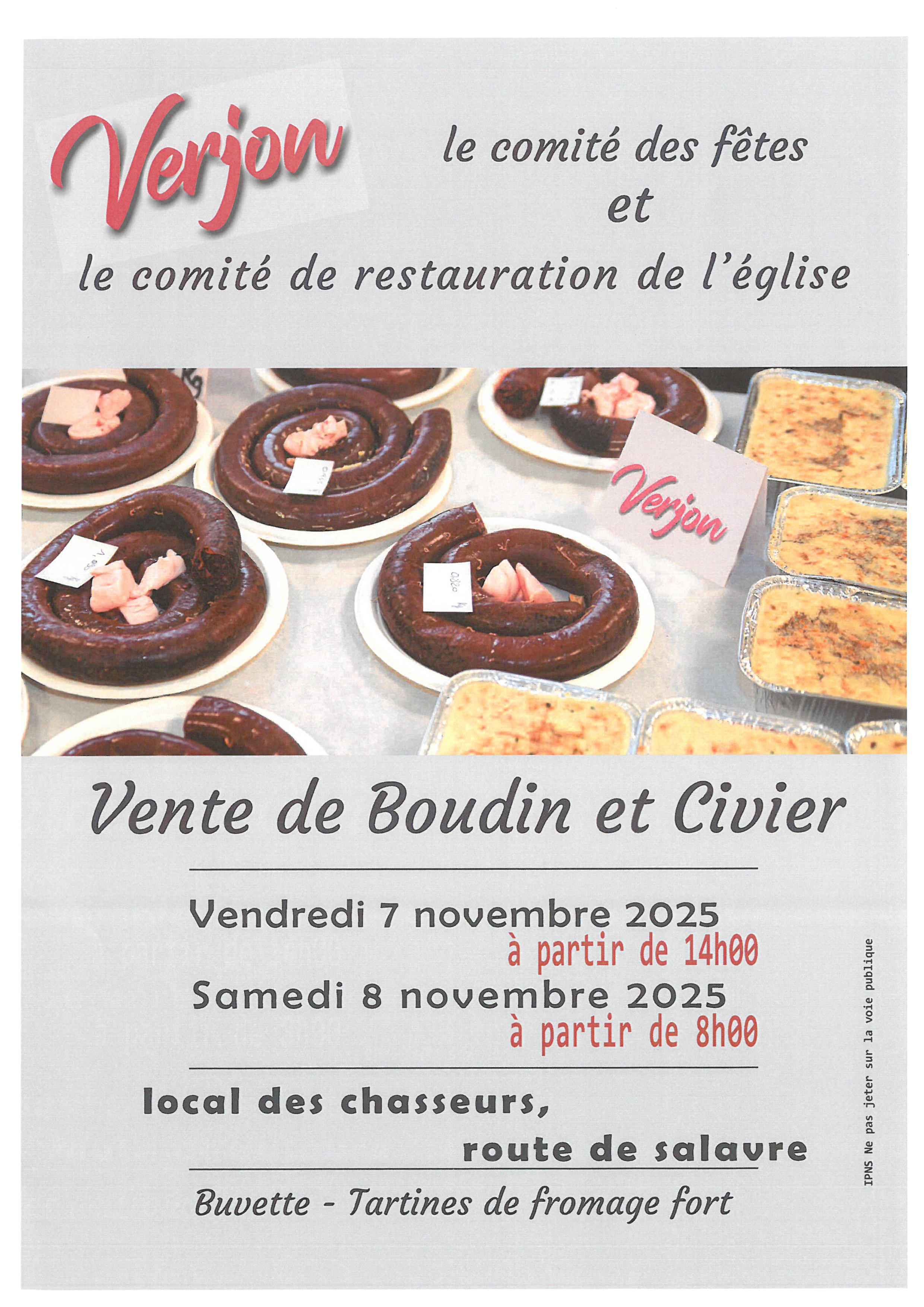 Vente Boudin Civier Verjon 7 8 novembre